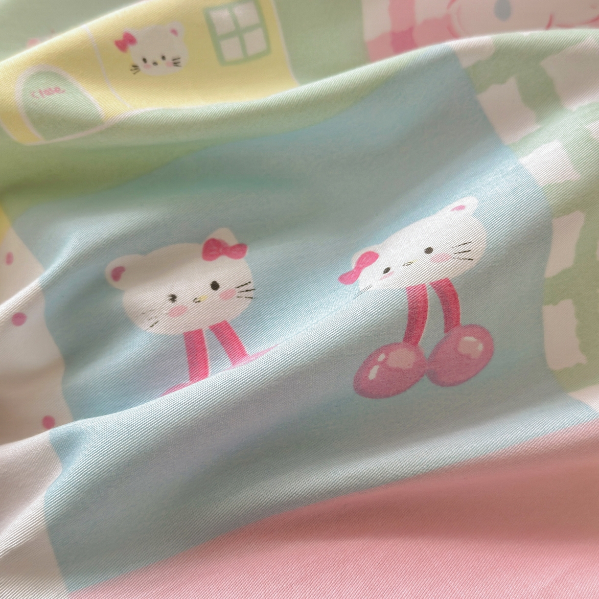 91家纺网 家纺一手货源 找家纺 清雅福 2026春夏新款INS小清新40支全棉13372四件套第二批 可爱喵喵