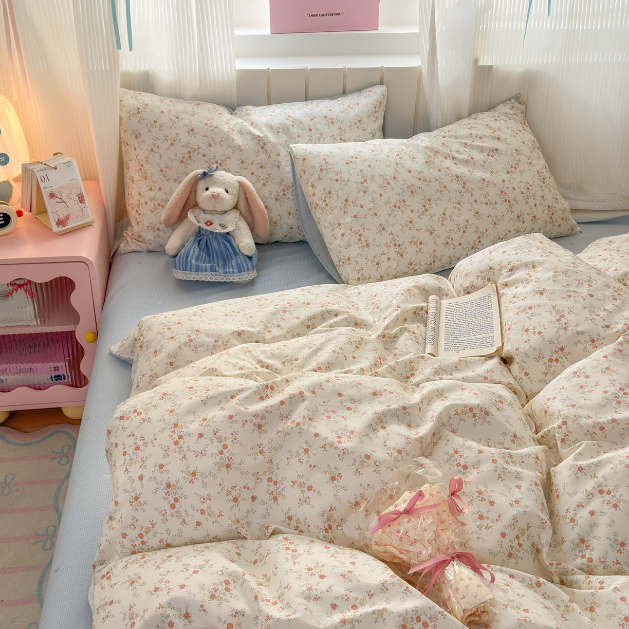 91家纺网 家纺一手货源 找家纺 清雅福 2026春夏新款INS小清新40支全棉13372四件套第二批 沫汐