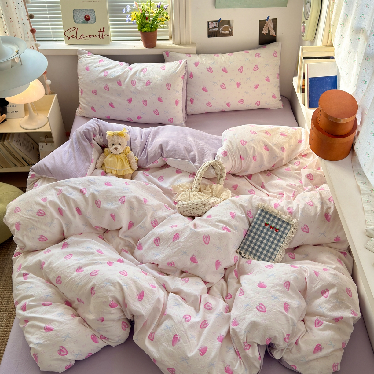 91家纺网 家纺一手货源 找家纺 灿禾家纺（原灿哈家纺） 2026新款<小布袋同款面料>古法水洗棉仿棉高克重云柔棉四件套