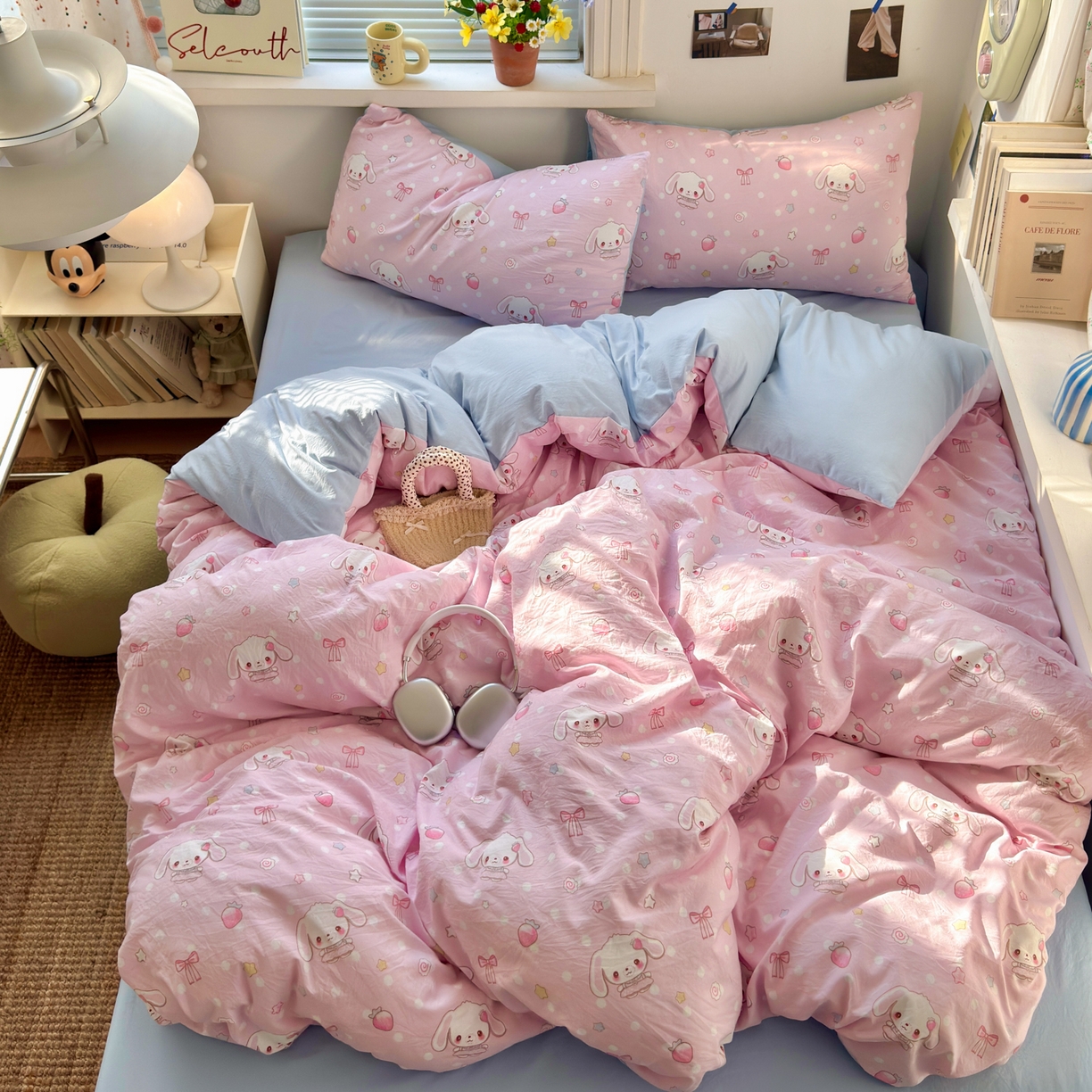 91家纺网 家纺一手货源 找家纺 灿禾家纺（原灿哈家纺） 2026新款<小布袋同款面料>古法水洗棉仿棉高克重云柔棉四件套