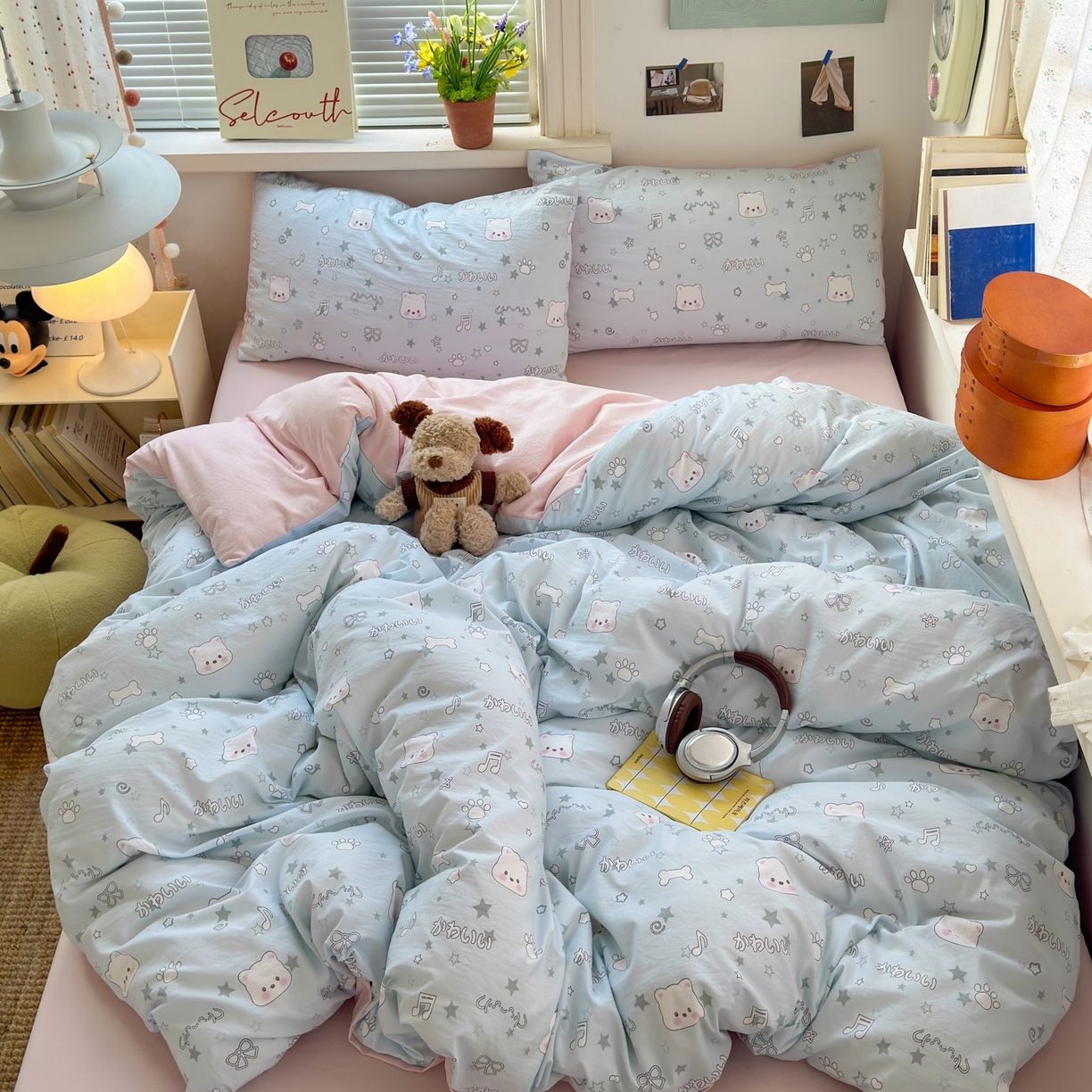 91家纺网 家纺一手货源 找家纺 灿禾家纺（原灿哈家纺） 2026新款<小布袋同款面料>古法水洗棉仿棉高克重云柔棉四件套