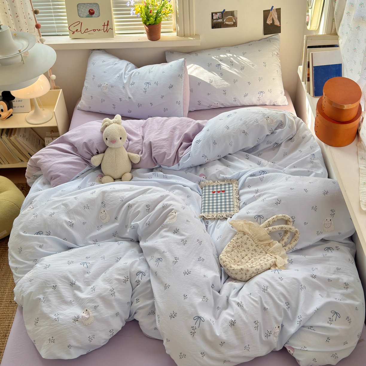 91家纺网 家纺一手货源 找家纺 灿禾家纺（原灿哈家纺） 2026新款<小布袋同款面料>古法水洗棉仿棉高克重云柔棉四件套