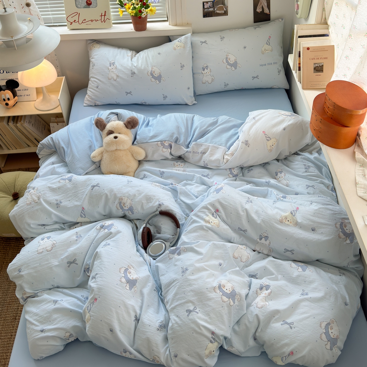 91家纺网 家纺一手货源 找家纺 灿禾家纺（原灿哈家纺） 2026新款<小布袋同款面料>古法水洗棉仿棉高克重云柔棉四件套