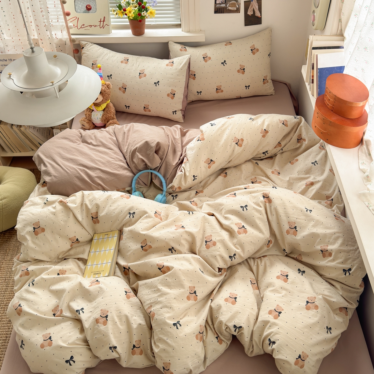 91家纺网 家纺一手货源 找家纺 灿禾家纺（原灿哈家纺） 2026新款<小布袋同款面料>古法水洗棉仿棉高克重云柔棉四件套