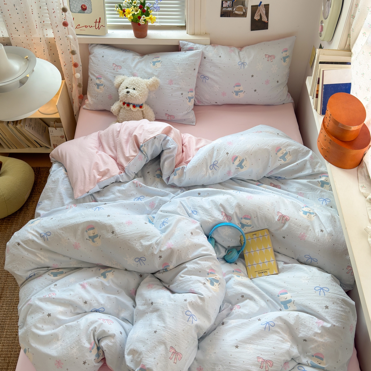 91家纺网 家纺一手货源 找家纺 灿禾家纺（原灿哈家纺） 2026新款<小布袋同款面料>古法水洗棉仿棉高克重云柔棉四件套