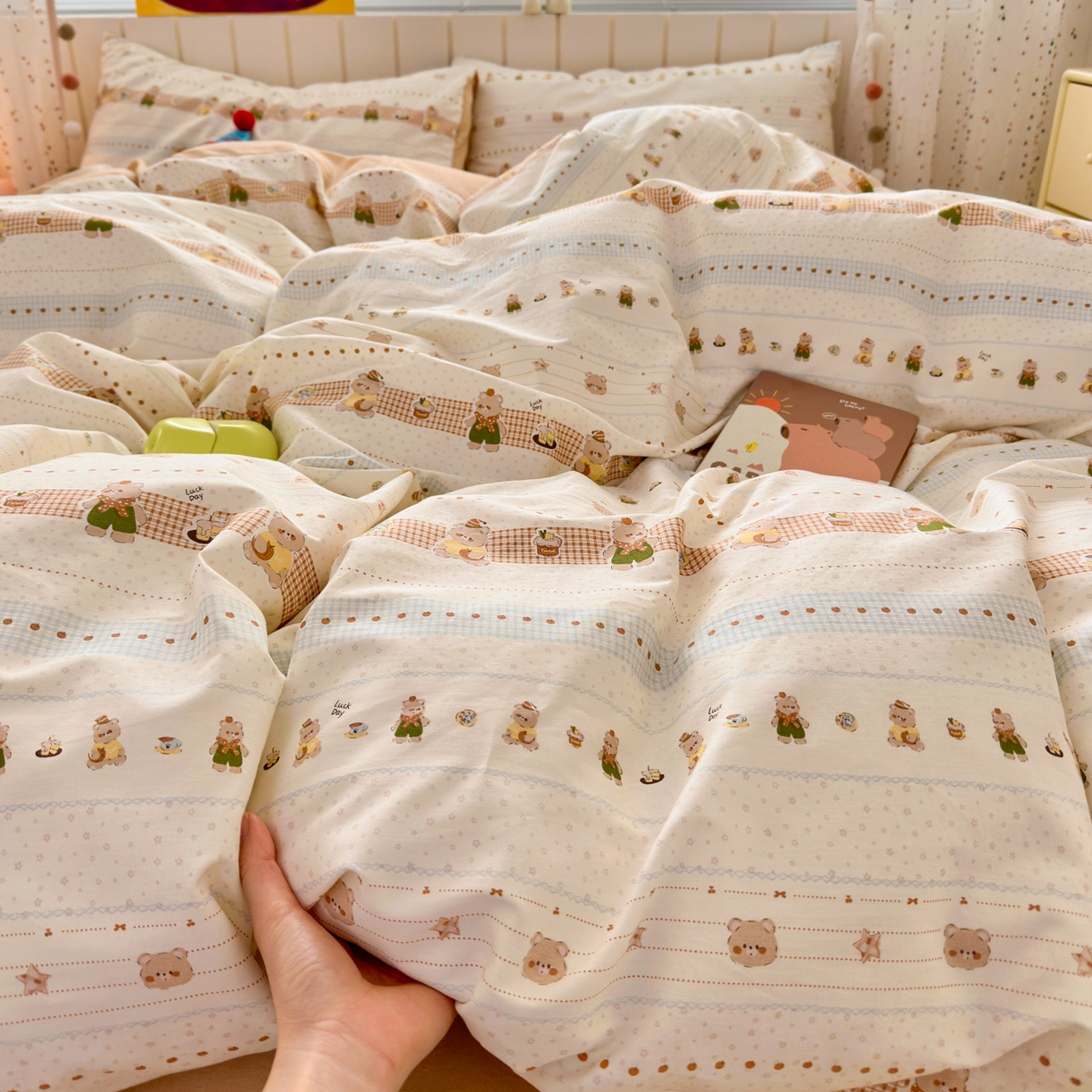 91家纺网 家纺一手货源 找家纺 清雅福 2026春夏新款INS小清新40支全棉13372四件套第二批 幸运星