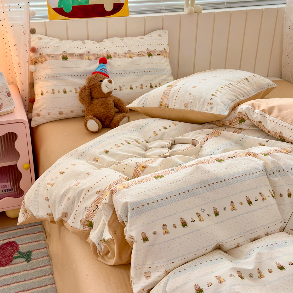 91家纺网 家纺一手货源 找家纺 清雅福 2026春夏新款INS小清新40支全棉13372四件套第二批 幸运星