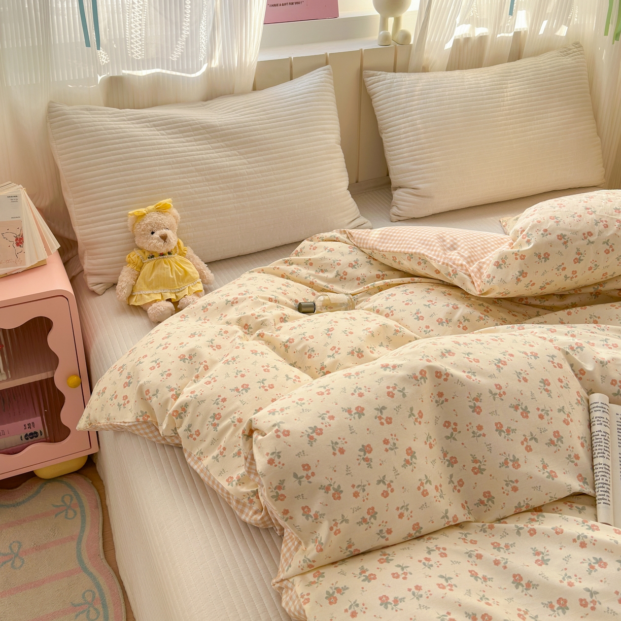 91家纺网 家纺一手货源 找家纺 清雅福 2026春夏新款INS小清新40支全棉13372单被套第二批 觅秋