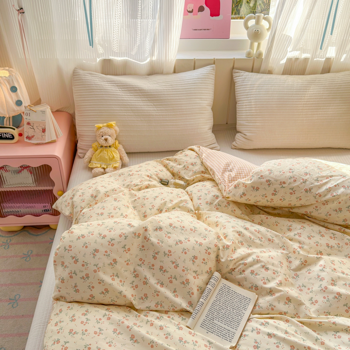 91家纺网 家纺一手货源 找家纺 清雅福 2026春夏新款INS小清新40支全棉13372单被套第二批 觅秋