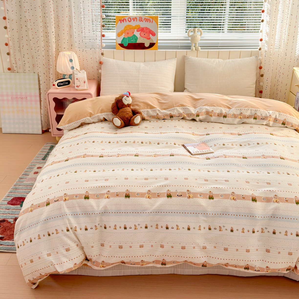 91家纺网 家纺一手货源 找家纺 清雅福 2026春夏新款INS小清新40支全棉13372单被套第二批 幸运星