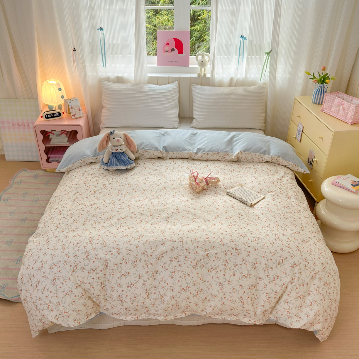 91家纺网 家纺一手货源 找家纺 清雅福 2026春夏新款INS小清新40支全棉13372单被套第二批 沫汐