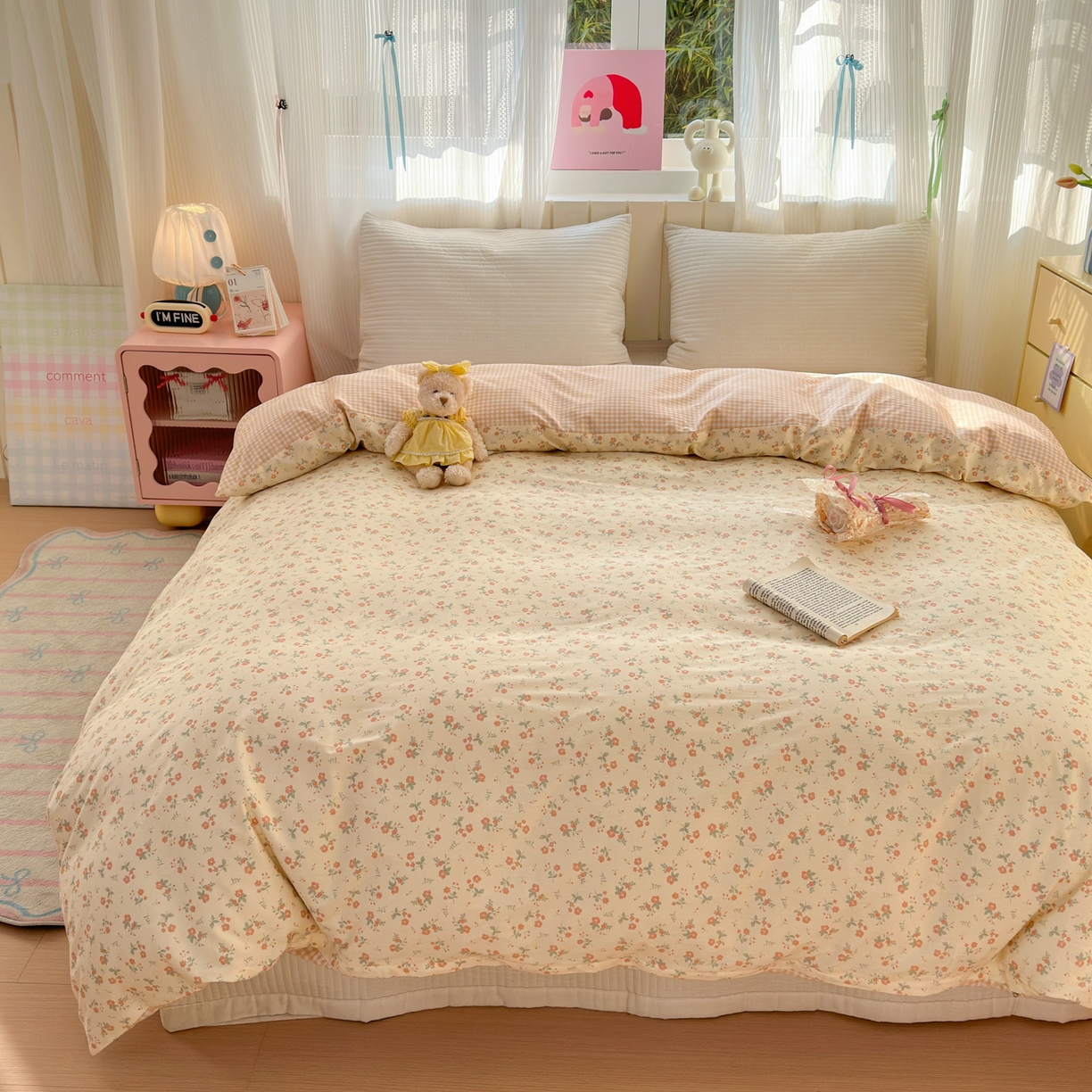 91家纺网 家纺一手货源 找家纺 清雅福 2026春夏新款INS小清新40支全棉13372单被套第二批 觅秋