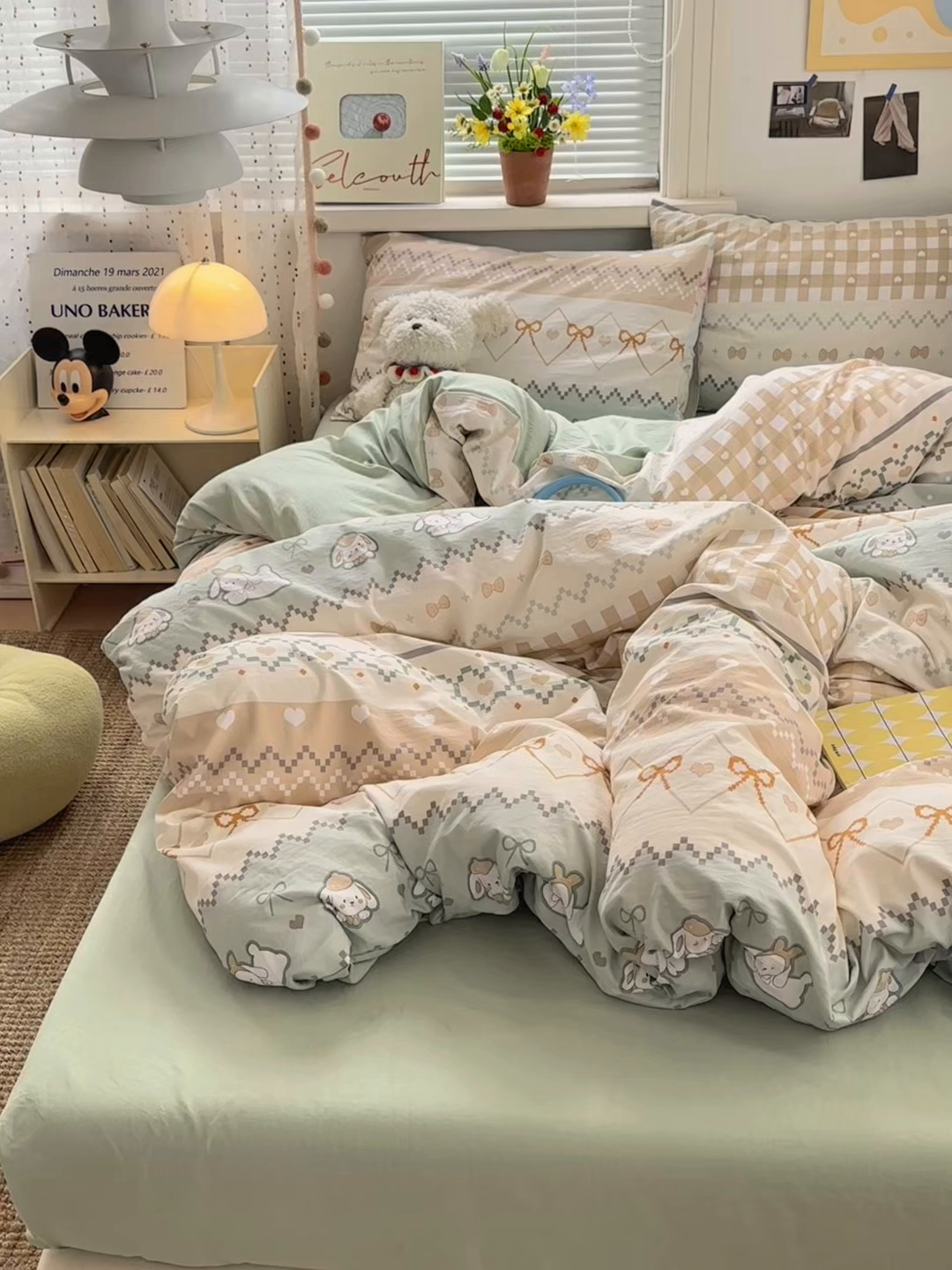 91家纺网 家纺一手货源 找家纺 灿禾家纺（原灿哈家纺）  2026新款<小布袋同款面料>古法水洗棉仿棉高克重云柔棉四件套