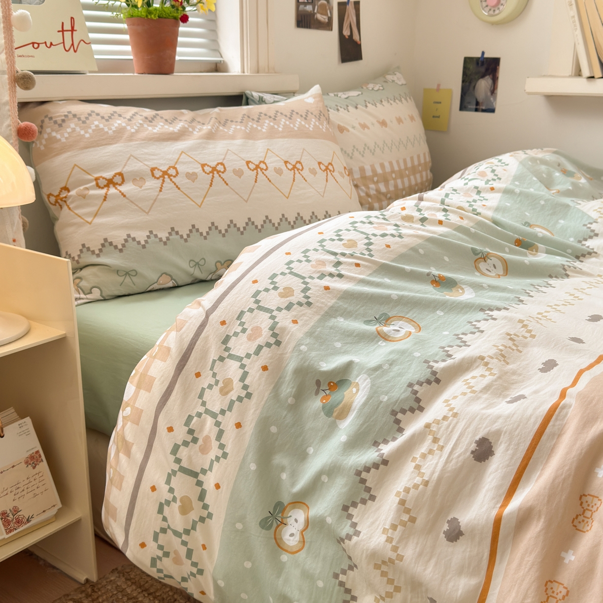 91家纺网 家纺一手货源 找家纺 灿禾家纺（原灿哈家纺）  2026新款<小布袋同款面料>古法水洗棉仿棉高克重云柔棉四件套