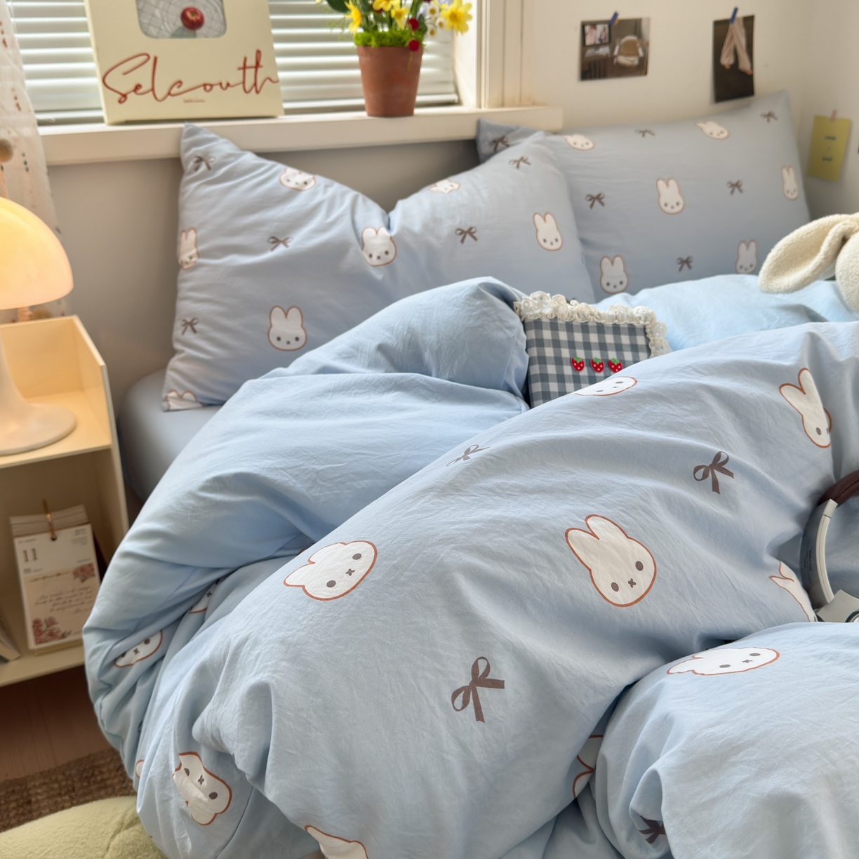 91家纺网 家纺一手货源 找家纺 灿禾家纺（原灿哈家纺） 2026新款<小布袋同款面料>古法水洗棉仿棉高克重云柔棉四件套