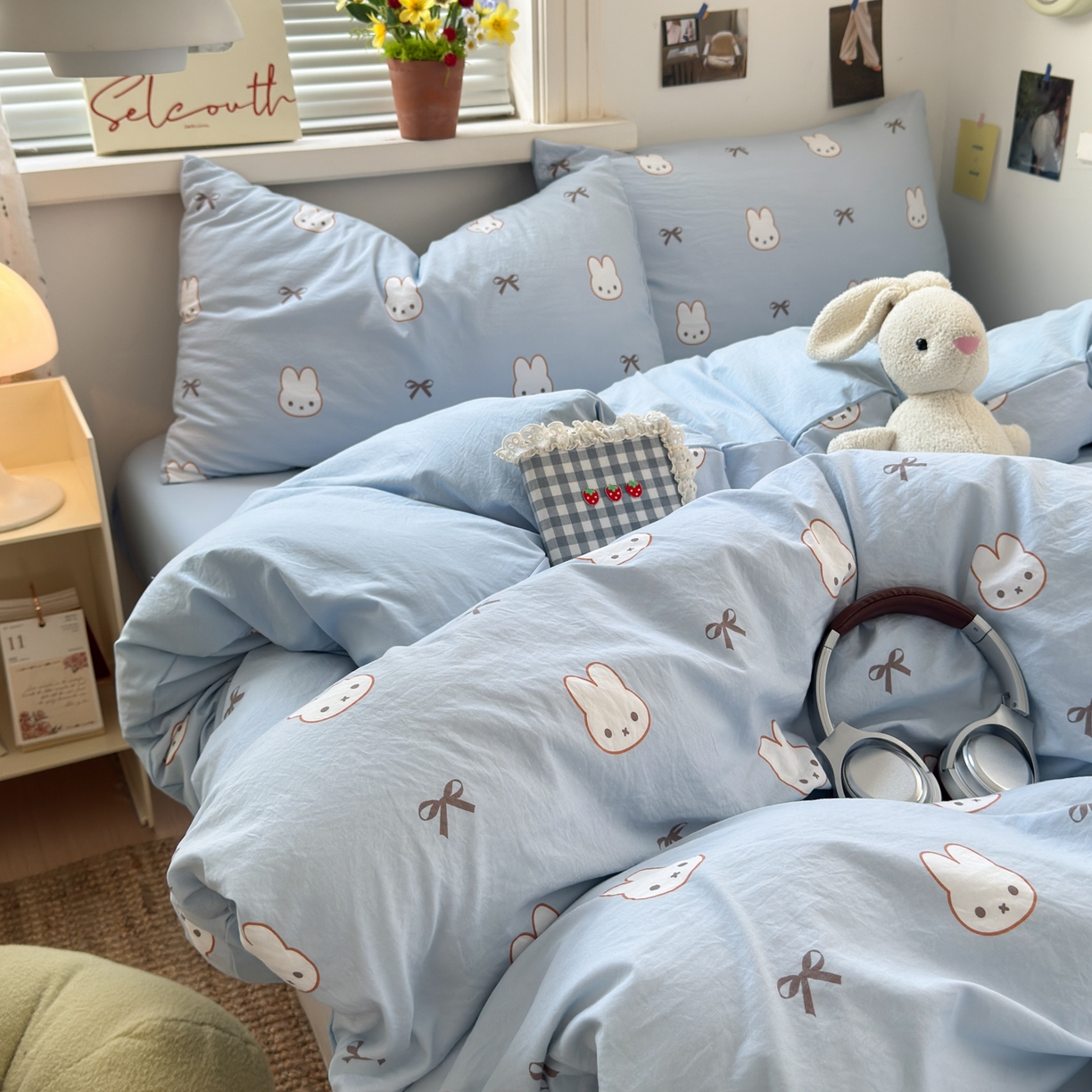 91家纺网 家纺一手货源 找家纺 灿禾家纺（原灿哈家纺） 2026新款<小布袋同款面料>古法水洗棉仿棉高克重云柔棉四件套