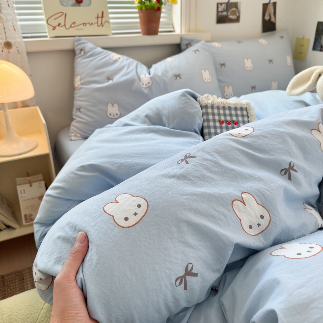 91家纺网 家纺一手货源 找家纺 灿禾家纺（原灿哈家纺） 2026新款<小布袋同款面料>古法水洗棉仿棉高克重云柔棉四件套