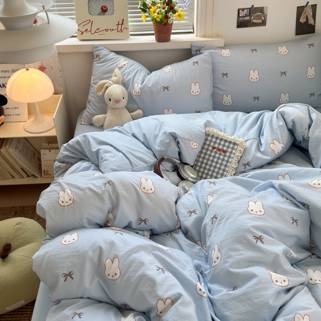 91家纺网 家纺一手货源 找家纺 灿禾家纺（原灿哈家纺） 2026新款<小布袋同款面料>古法水洗棉仿棉高克重云柔棉四件套