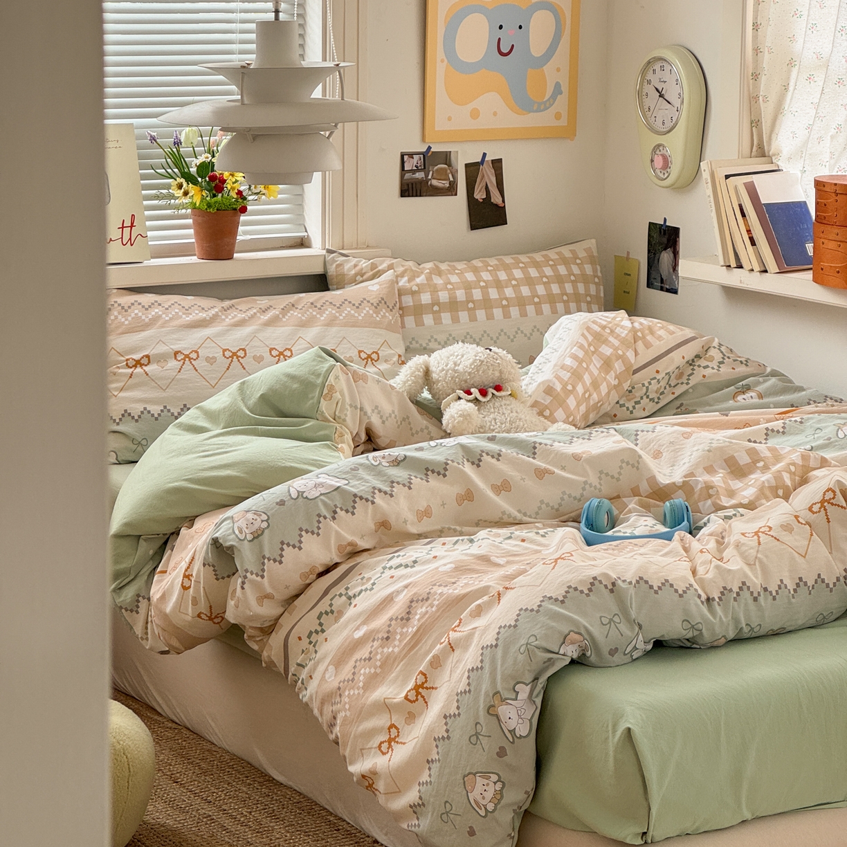 91家纺网 家纺一手货源 找家纺 灿禾家纺（原灿哈家纺） 2026新款<小布袋同款面料>古法水洗棉仿棉高克重云柔棉四件套