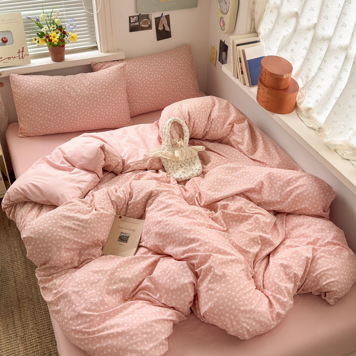 91家纺网 家纺一手货源 找家纺 灿禾家纺（原灿哈家纺） 2026新款<小布袋同款面料>古法水洗棉仿棉高克重云柔棉四件套