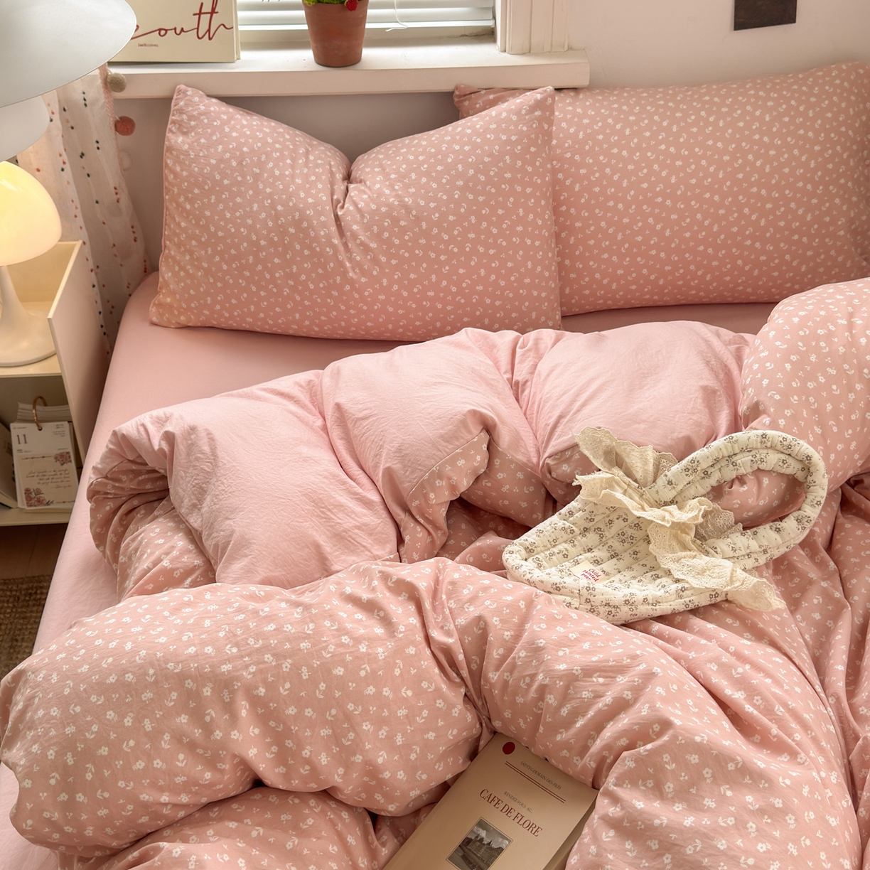 91家纺网 家纺一手货源 找家纺 灿禾家纺（原灿哈家纺） 2026新款<小布袋同款面料>古法水洗棉仿棉高克重云柔棉四件套