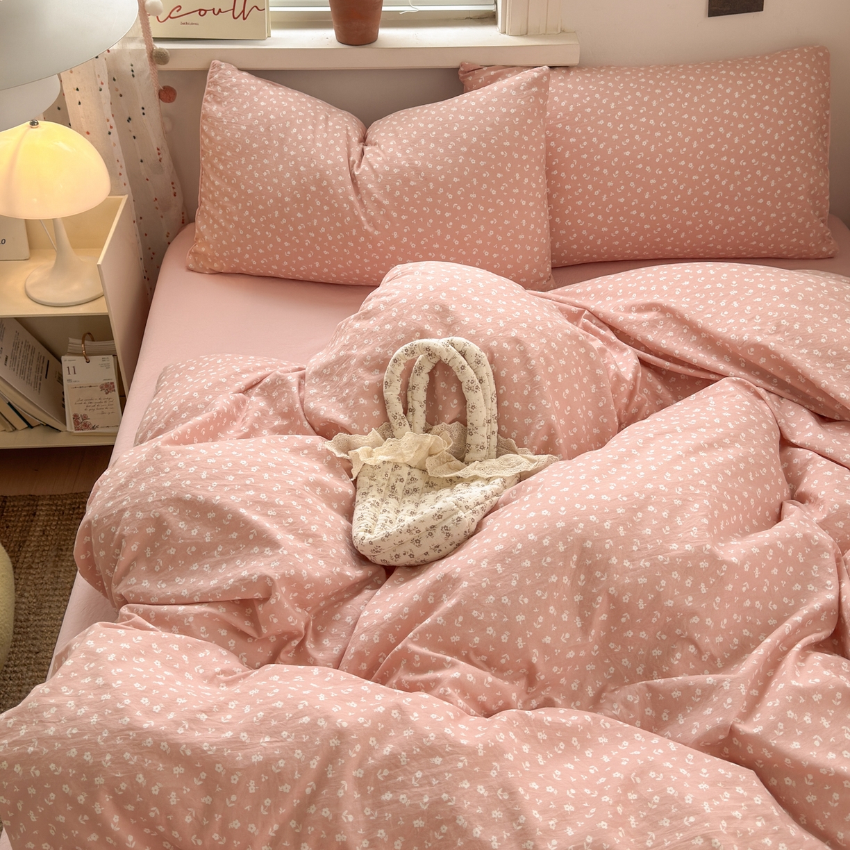 91家纺网 家纺一手货源 找家纺 灿禾家纺（原灿哈家纺） 2026新款<小布袋同款面料>古法水洗棉仿棉高克重云柔棉四件套