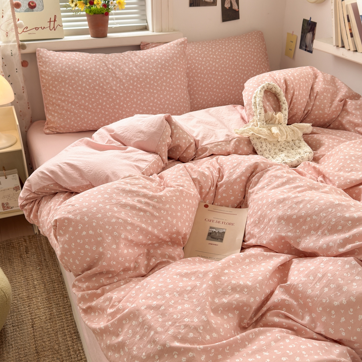 91家纺网 家纺一手货源 找家纺 灿禾家纺（原灿哈家纺） 2026新款<小布袋同款面料>古法水洗棉仿棉高克重云柔棉四件套