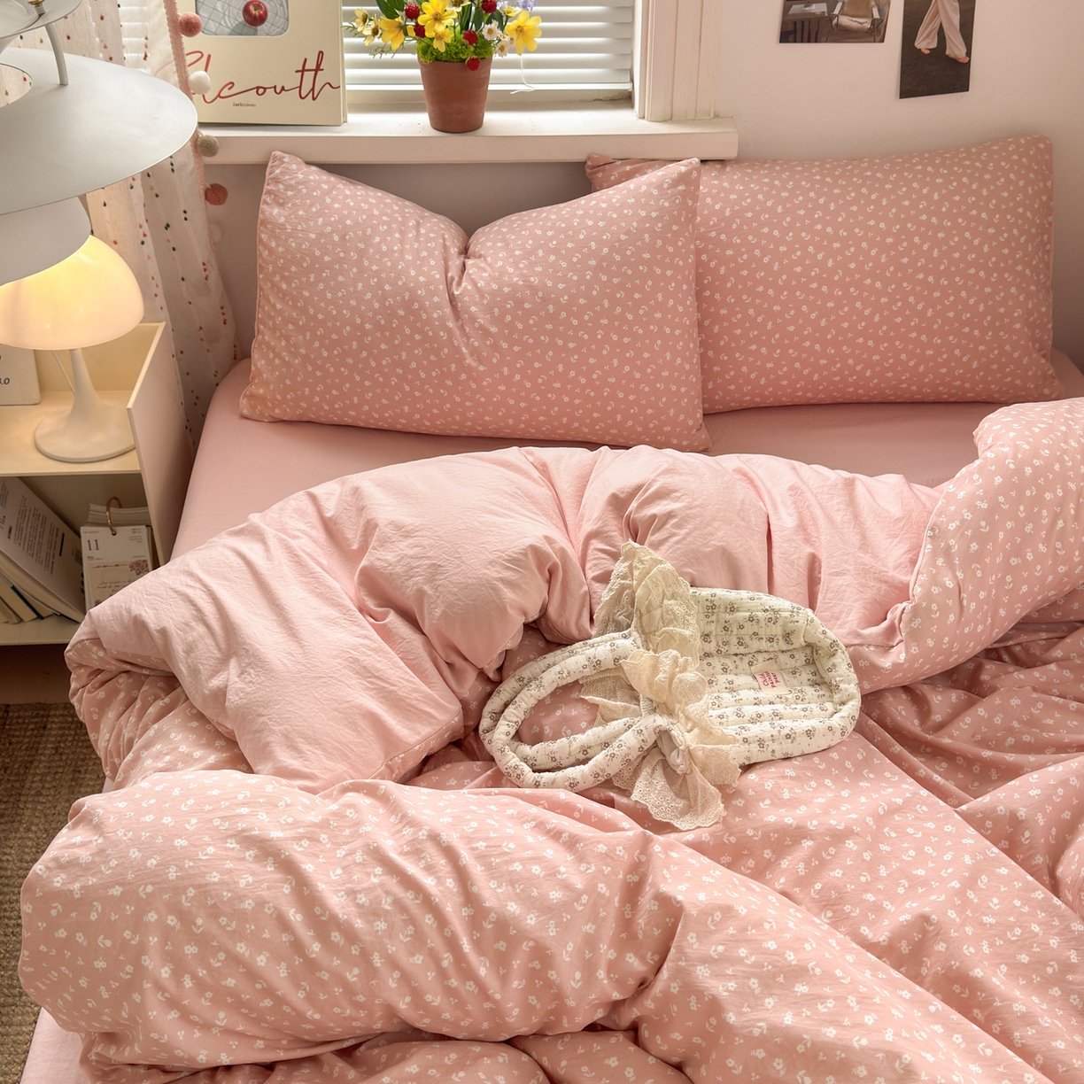 91家纺网 家纺一手货源 找家纺 灿禾家纺（原灿哈家纺） 2026新款<小布袋同款面料>古法水洗棉仿棉高克重云柔棉四件套