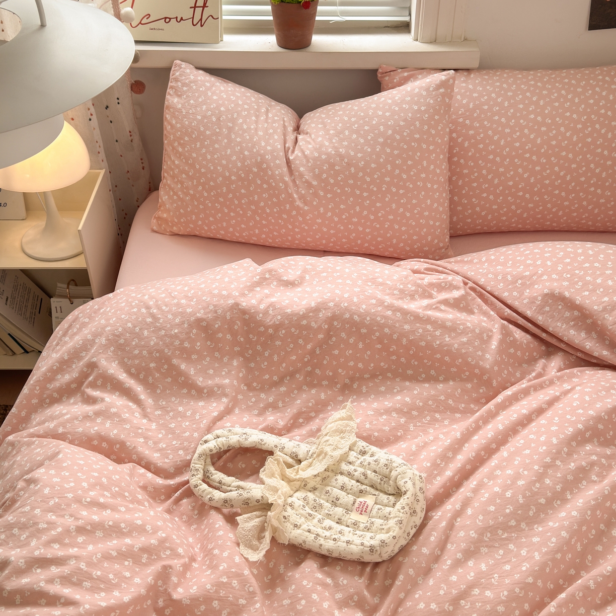 91家纺网 家纺一手货源 找家纺 灿禾家纺（原灿哈家纺） 2026新款<小布袋同款面料>古法水洗棉仿棉高克重云柔棉四件套