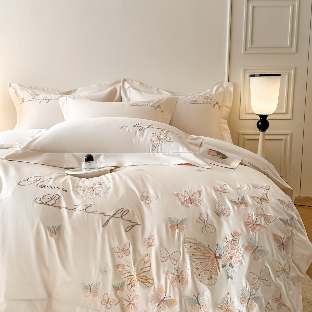 91家纺网 家纺一手货源 找家纺 （总）金喜 2026新款柔软刺绣精梳棉四件套-梦蝶系列