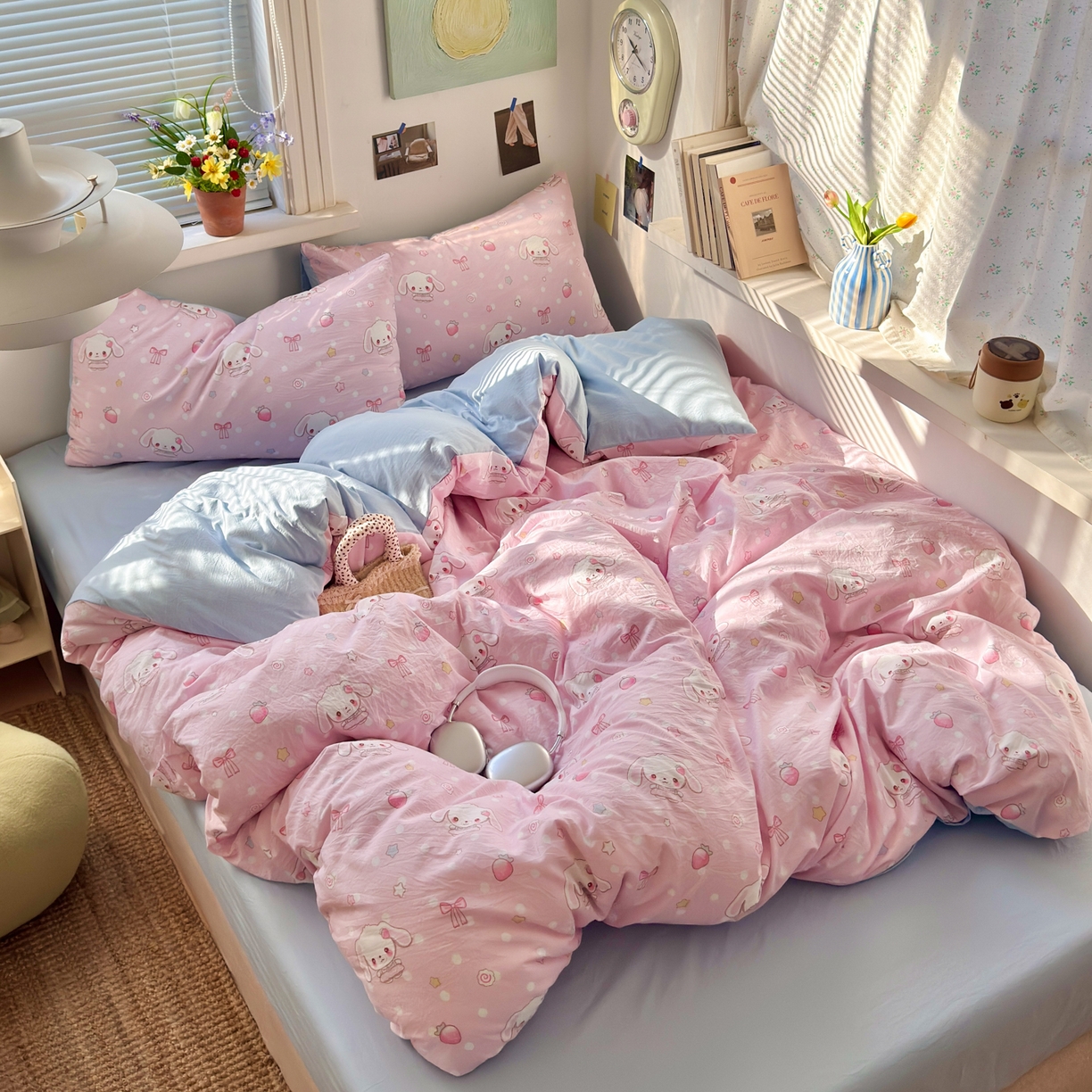 91家纺网 家纺一手货源 找家纺 （总）灿禾家纺（原灿哈家纺） 2026新款<小布袋同款面料>古法水洗棉仿棉高克重云柔棉四件套