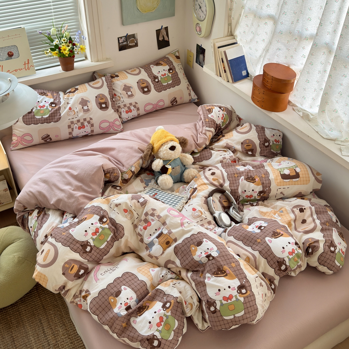 91家纺网 家纺一手货源 找家纺 （总）灿禾家纺（原灿哈家纺） 2026新款<小布袋同款面料>古法水洗棉仿棉高克重云柔棉四件套