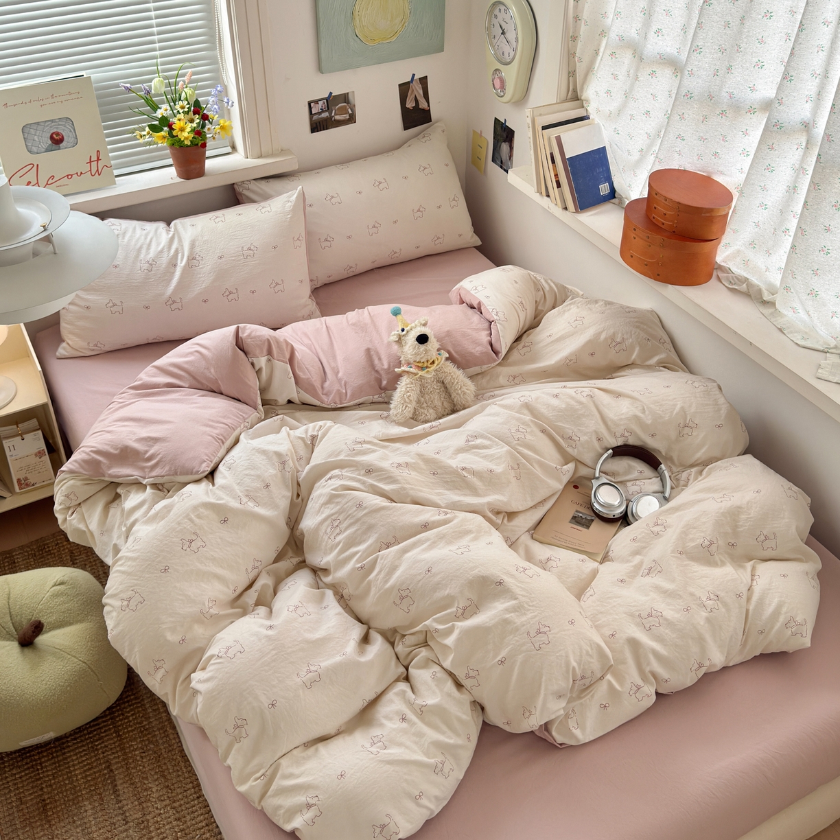 91家纺网 家纺一手货源 找家纺 （总）灿禾家纺（原灿哈家纺） 2026新款<小布袋同款面料>古法水洗棉仿棉高克重云柔棉四件套