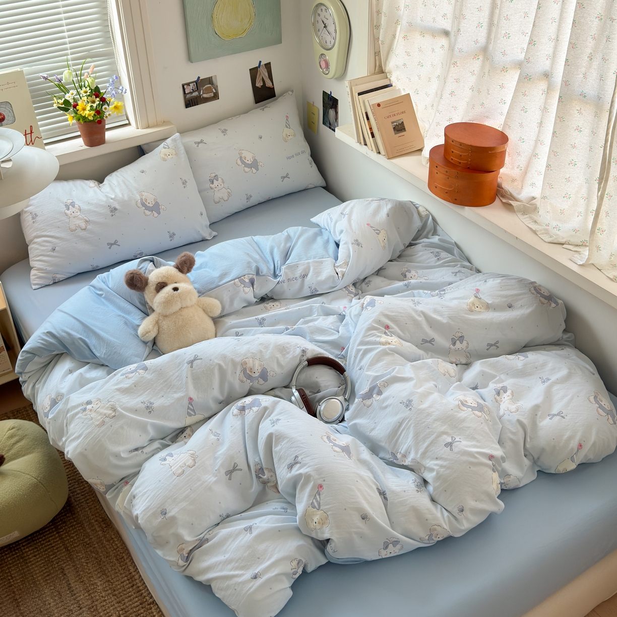 91家纺网 家纺一手货源 找家纺 （总）灿禾家纺（原灿哈家纺） 2026新款<小布袋同款面料>古法水洗棉仿棉高克重云柔棉四件套