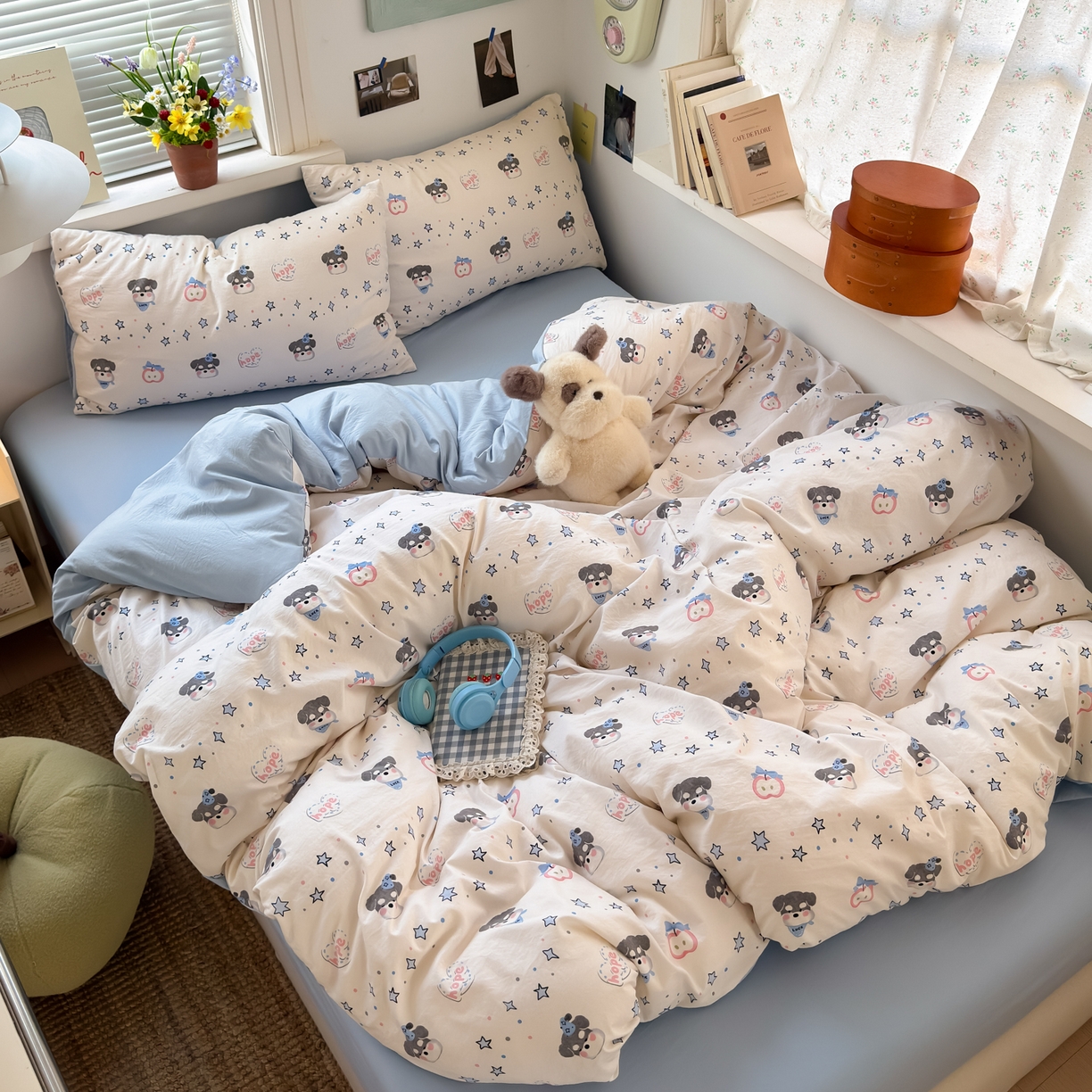 91家纺网 家纺一手货源 找家纺 （总）灿禾家纺（原灿哈家纺） 2026新款<小布袋同款面料>古法水洗棉仿棉高克重云柔棉四件套