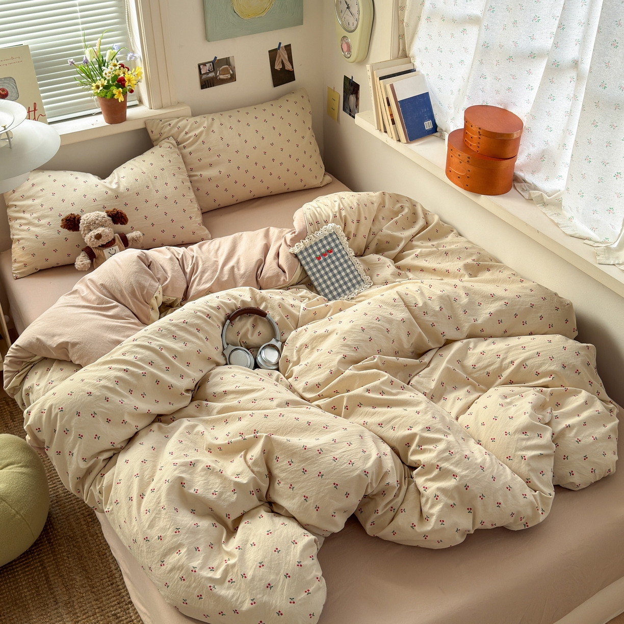 91家纺网 家纺一手货源 找家纺 （总）灿禾家纺（原灿哈家纺） 2026新款<小布袋同款面料>古法水洗棉仿棉高克重云柔棉四件套