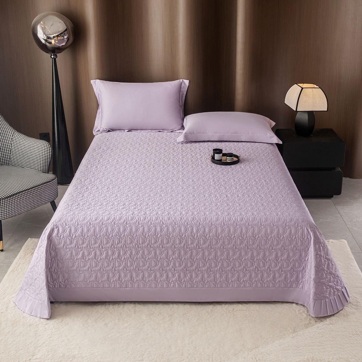 91家纺网 家纺一手货源 找家纺 金喜 2025新款100支全棉蚕丝床盖-风格二 霞光紫