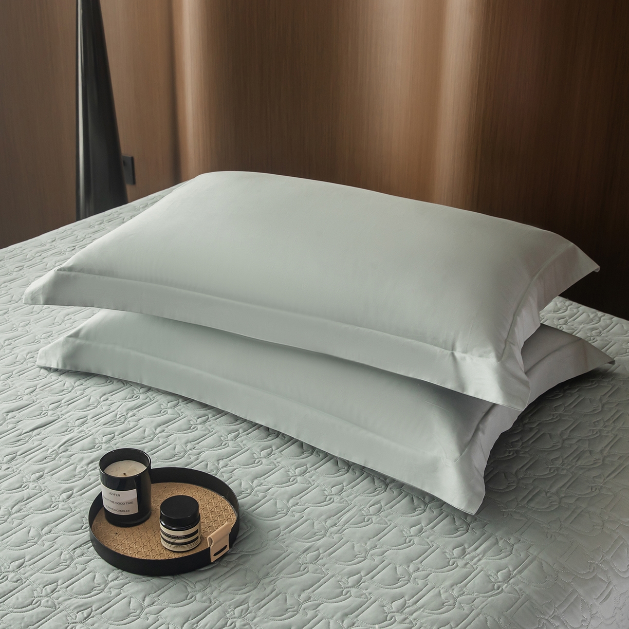 91家纺网 家纺一手货源 找家纺 金喜 2025新款100支全棉蚕丝床盖-风格二 木槿绿