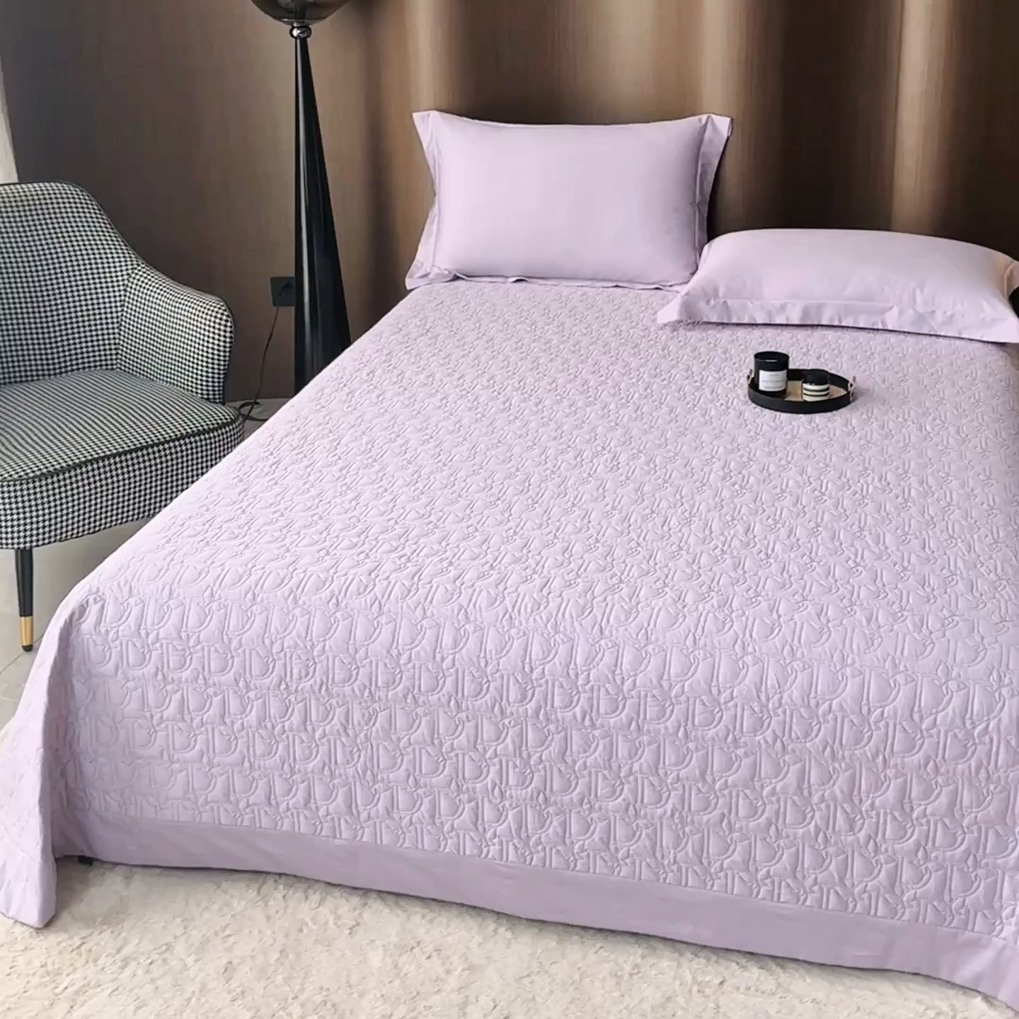 91家纺网 家纺一手货源 找家纺 金喜 2025新款100支全棉蚕丝床盖-风格二 霞光紫