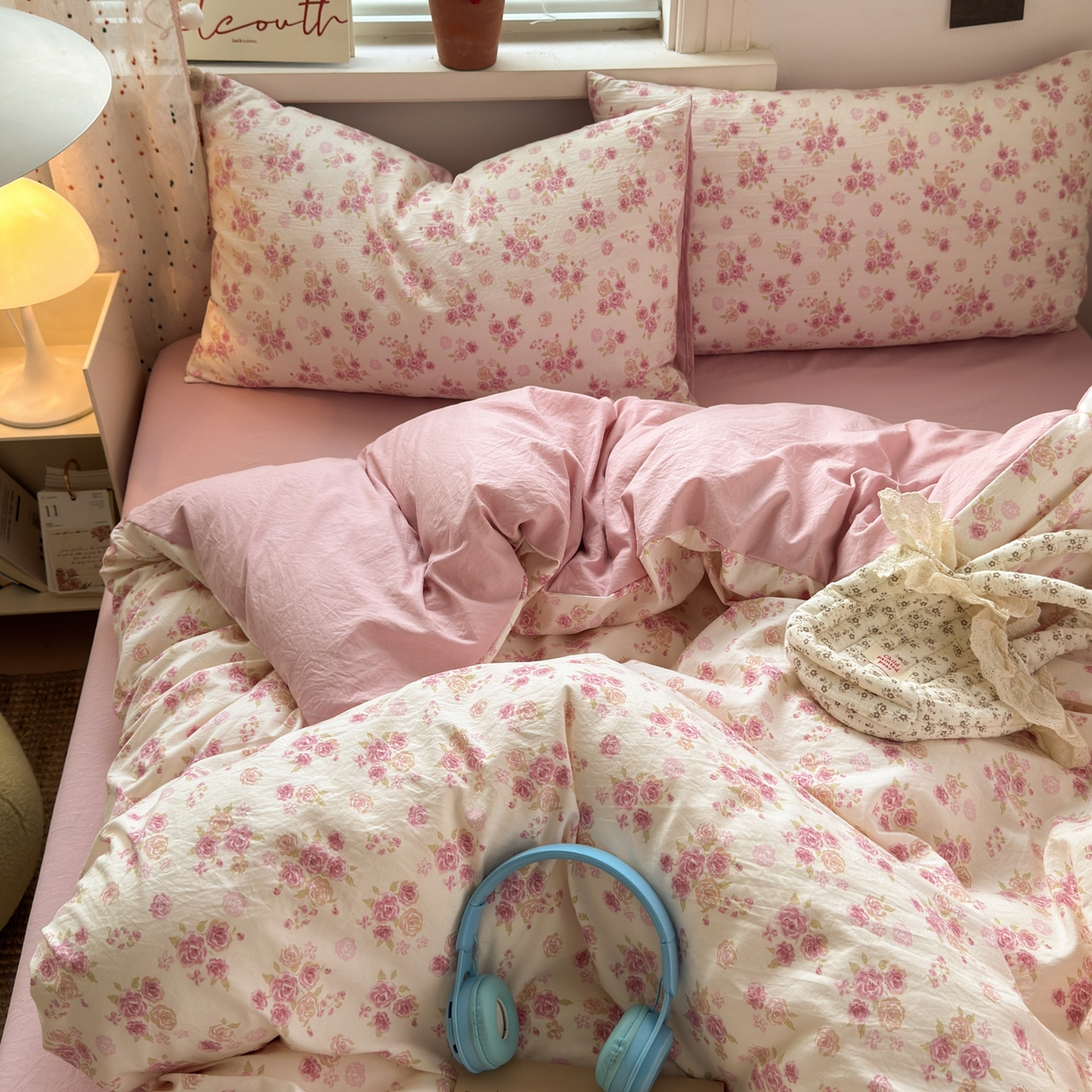 91家纺网 家纺一手货源 找家纺 （总）灿禾家纺（原灿哈家纺） 2026新款<小布袋同款面料>古法水洗棉仿棉高克重云柔棉四件套