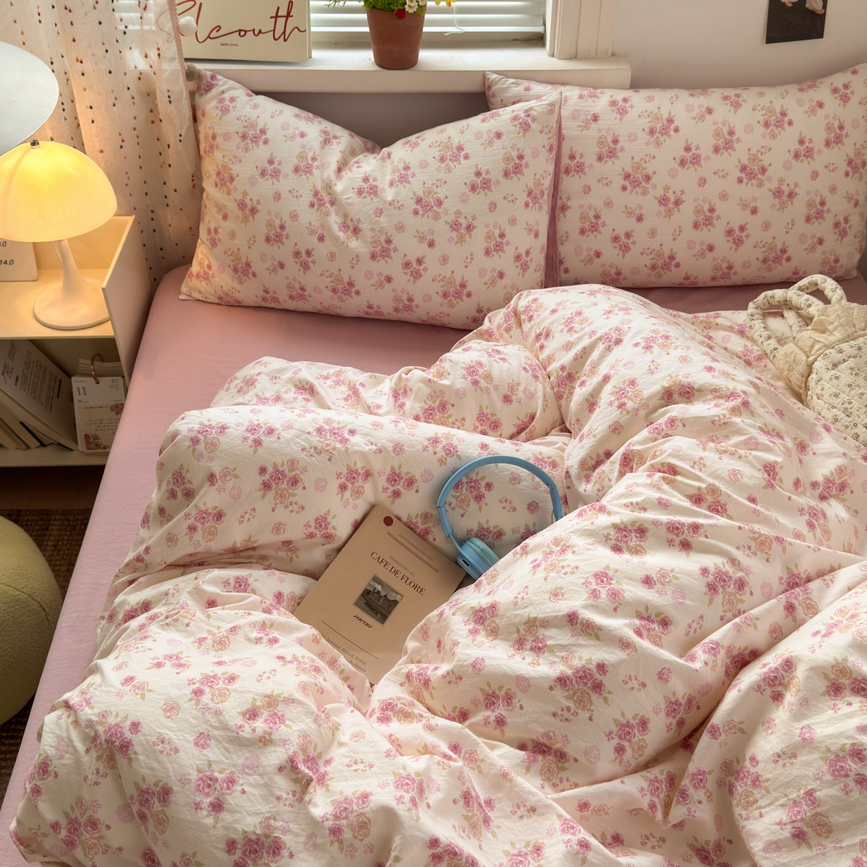 91家纺网 家纺一手货源 找家纺 （总）灿禾家纺（原灿哈家纺） 2026新款<小布袋同款面料>古法水洗棉仿棉高克重云柔棉四件套