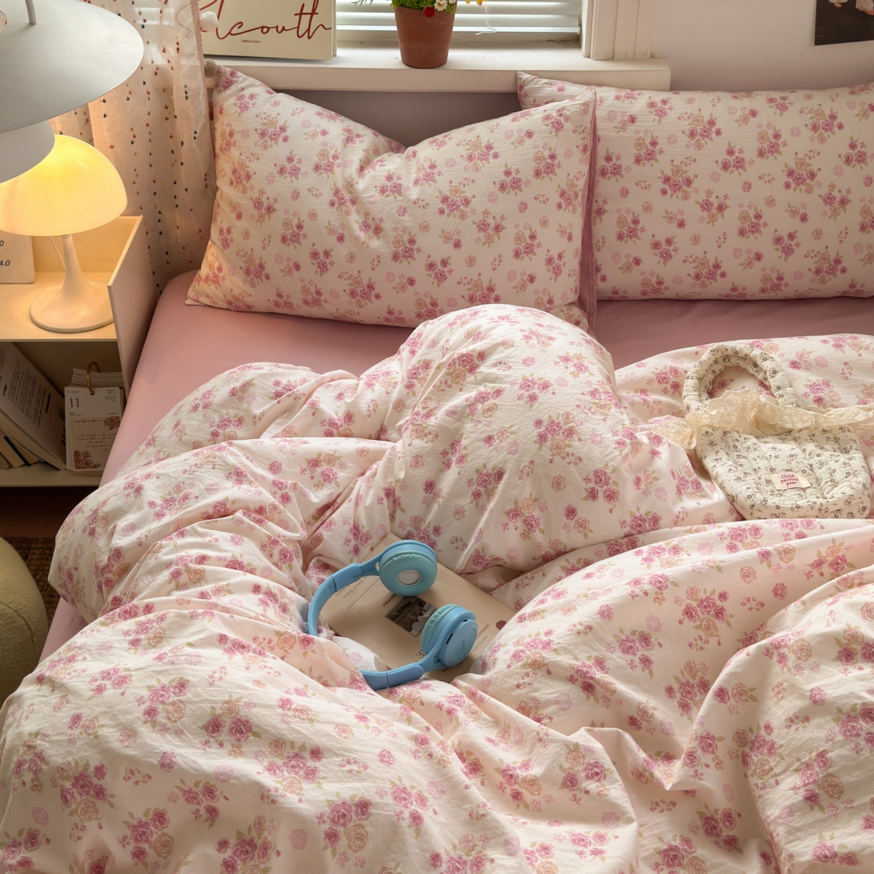 91家纺网 家纺一手货源 找家纺 （总）灿禾家纺（原灿哈家纺） 2026新款<小布袋同款面料>古法水洗棉仿棉高克重云柔棉四件套