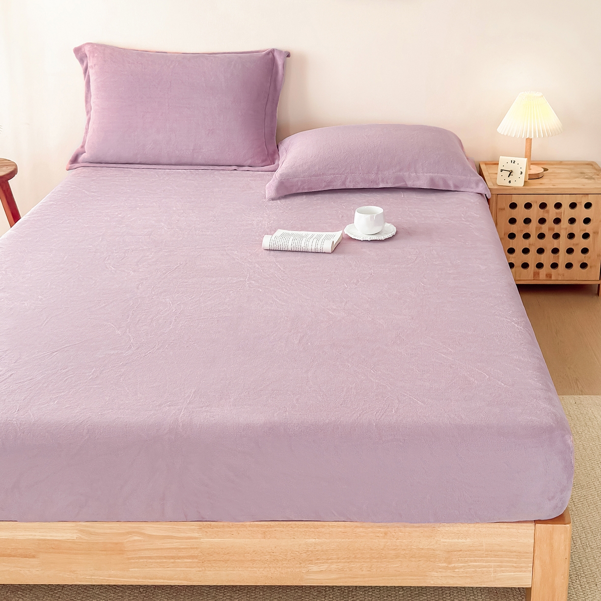 金喜 支持定制2025新款200G牛奶绒纯色床笠 芋泥紫