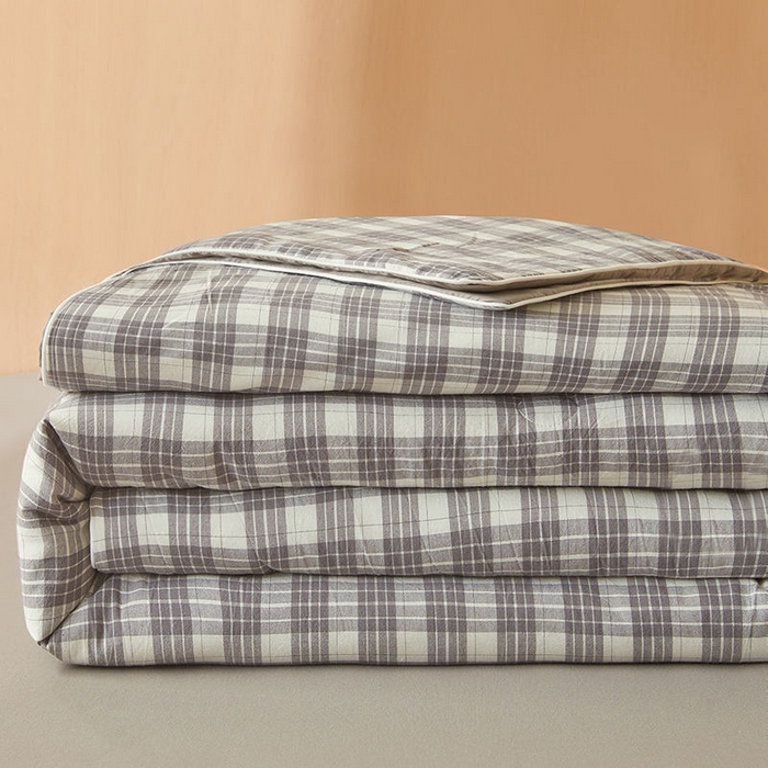 91家纺网 家纺一手货源 找家纺 金喜 2025新款全棉棉花被夏被四件套 澳白灰