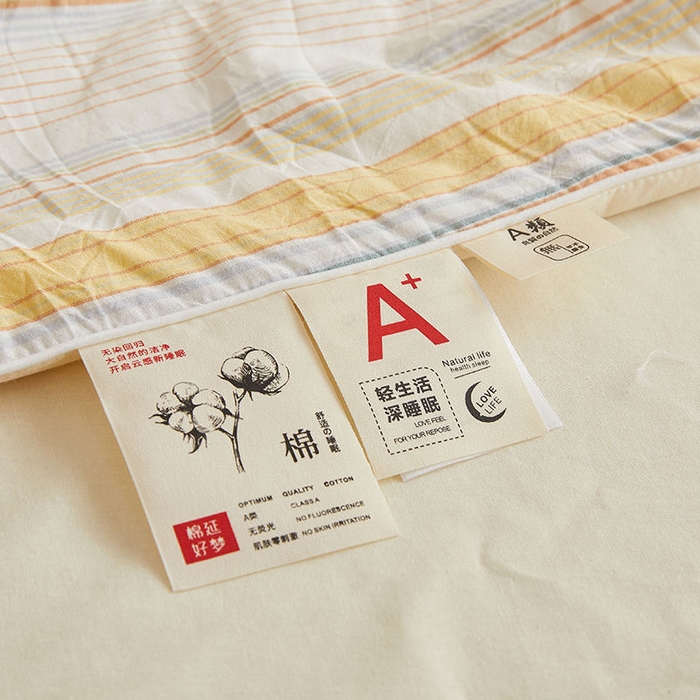 91家纺网 家纺一手货源 找家纺 金喜 2025新款全棉棉花被夏被四件套 西蒙黄