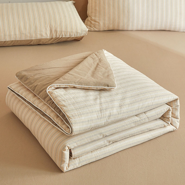 91家纺网 家纺一手货源 找家纺 金喜 2025新款全棉棉花被夏被四件套 乐事米