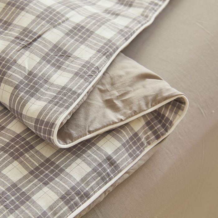 91家纺网 家纺一手货源 找家纺 金喜 2025新款全棉棉花被夏被四件套 澳白灰