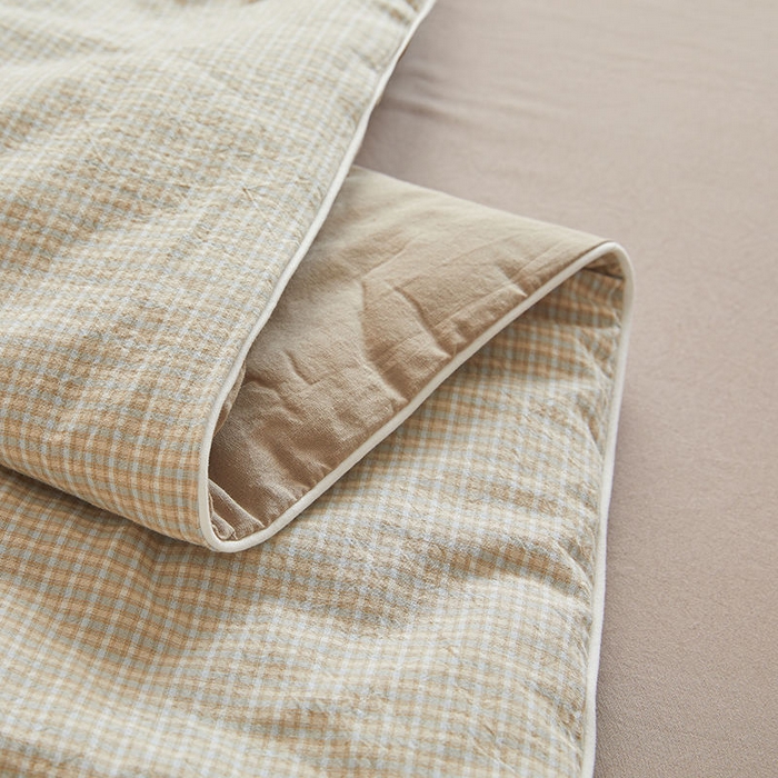 91家纺网 家纺一手货源 找家纺 金喜 2025新款全棉棉花被夏被四件套 夏末蓝