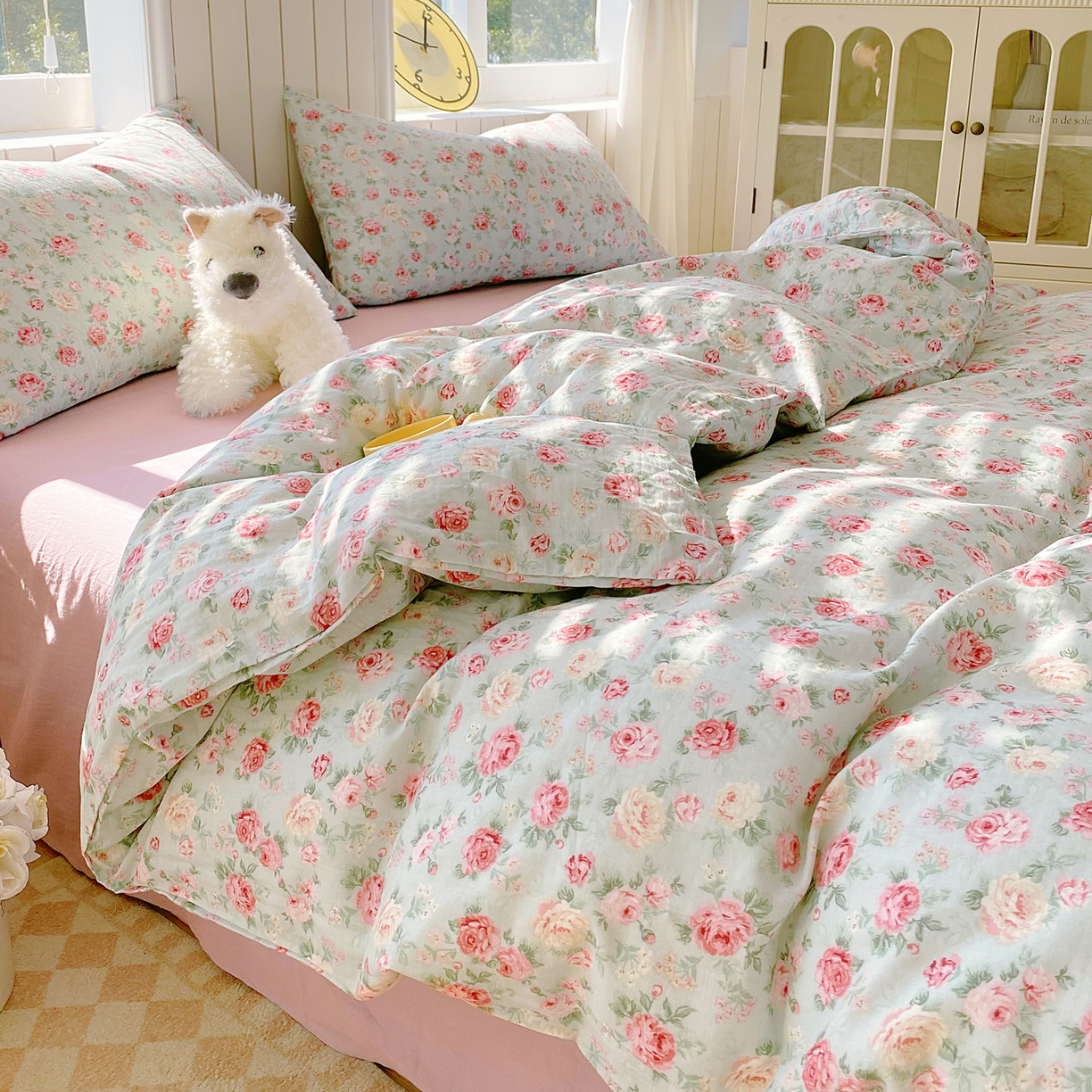 91家纺网 家纺一手货源 找家纺 （总）春皖家纺 2026新款A类全棉有氧双层纱印花四件套单品系列-四件套