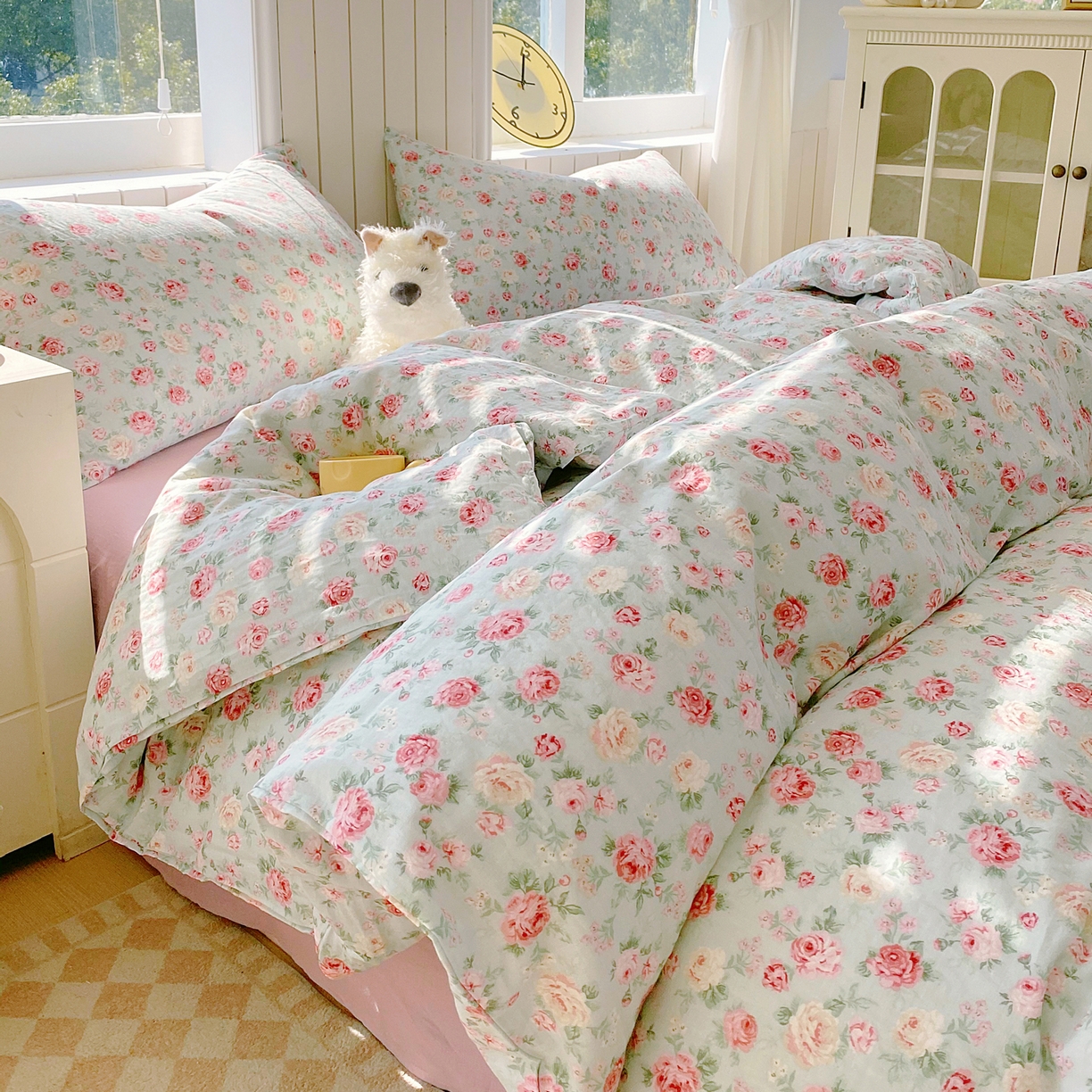 91家纺网 家纺一手货源 找家纺 （总）春皖家纺 2026新款A类全棉有氧双层纱印花四件套单品系列-四件套